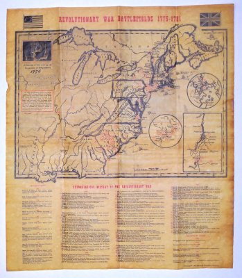 Revolutionary War Battle Map antiqued parchment replica document